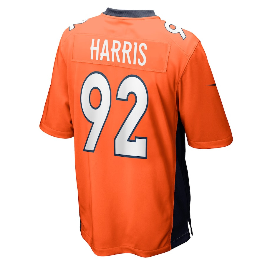 Jonathan Harris 92 Denver Broncos Game Orange NFL Jersey Men's