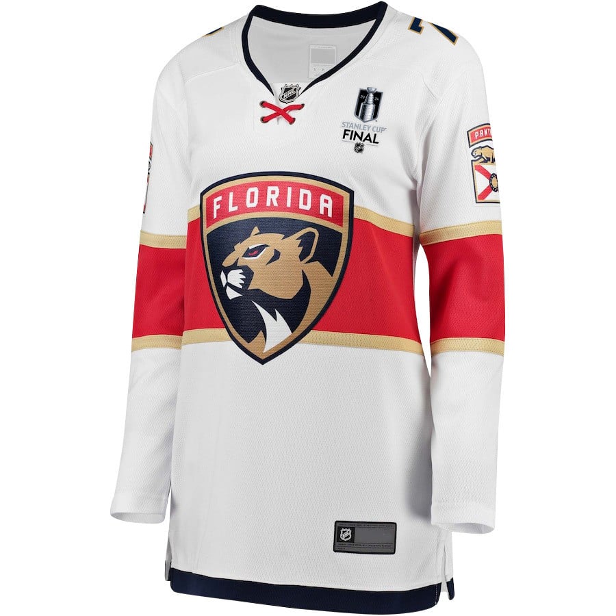 Gustav Forsling 42 Florida Panthers 2024 STANLEY CUP Final Away Breakaway White NHL Jersey Women's