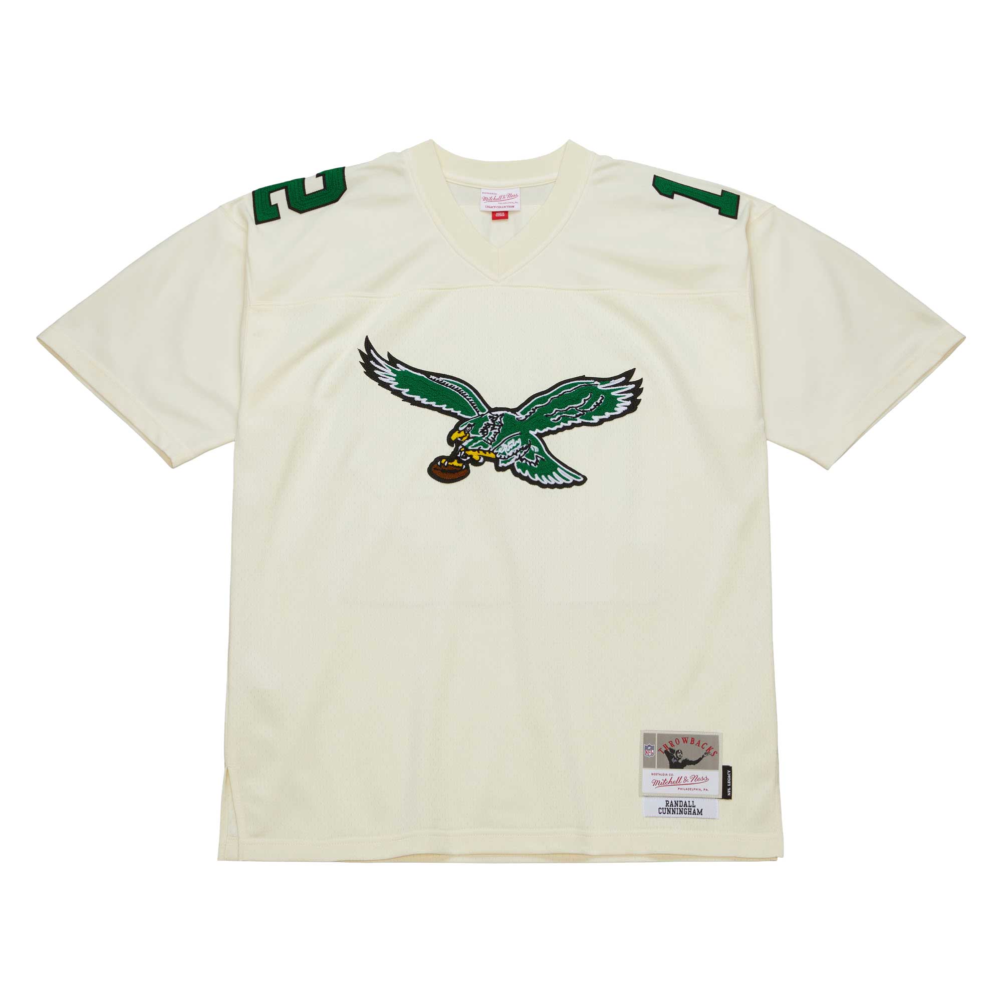 Philadelphia Eagles Randall Cunningham Mitchell Ness Cream Chainstitch Legacy NFL Jersey Men's