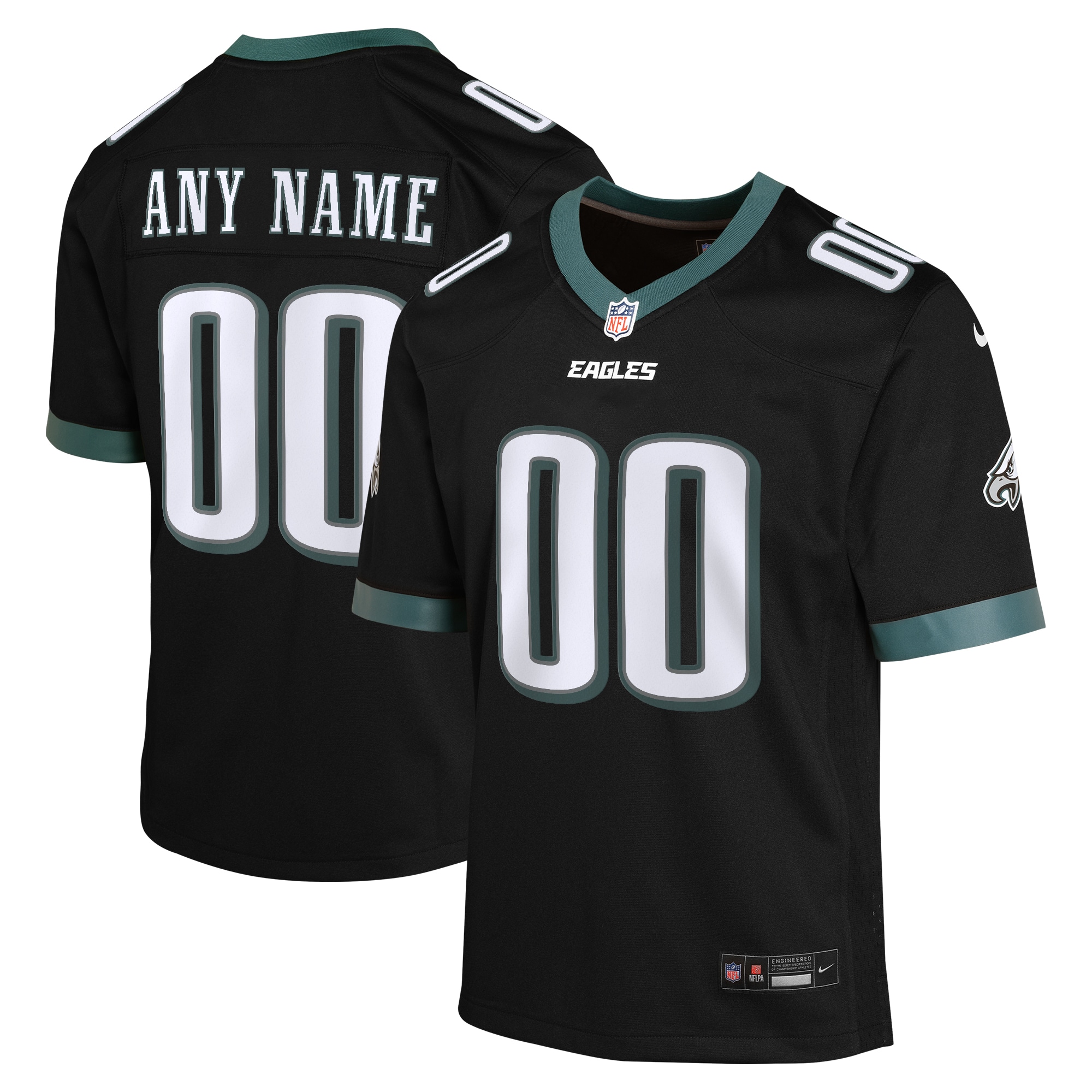 Philadelphia Eagles Black Alternate Custom Game NFL Jersey Youth