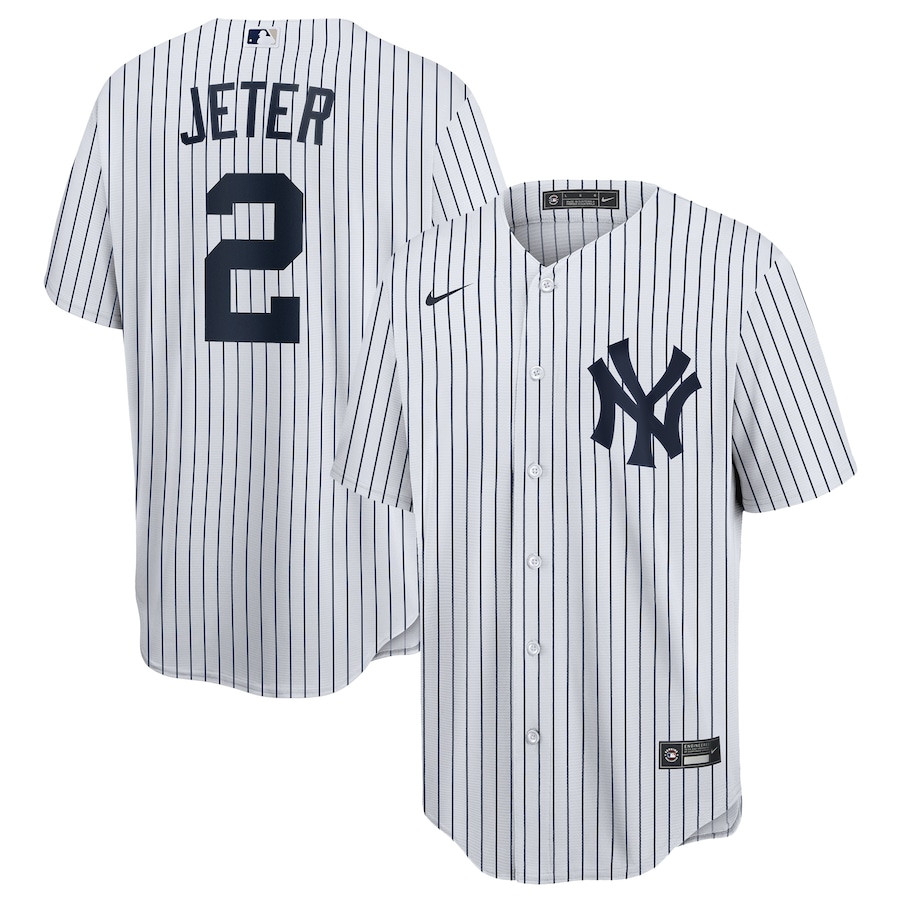 Derek Jeter 2 New York Yankees Home White MLB Jersey Men's