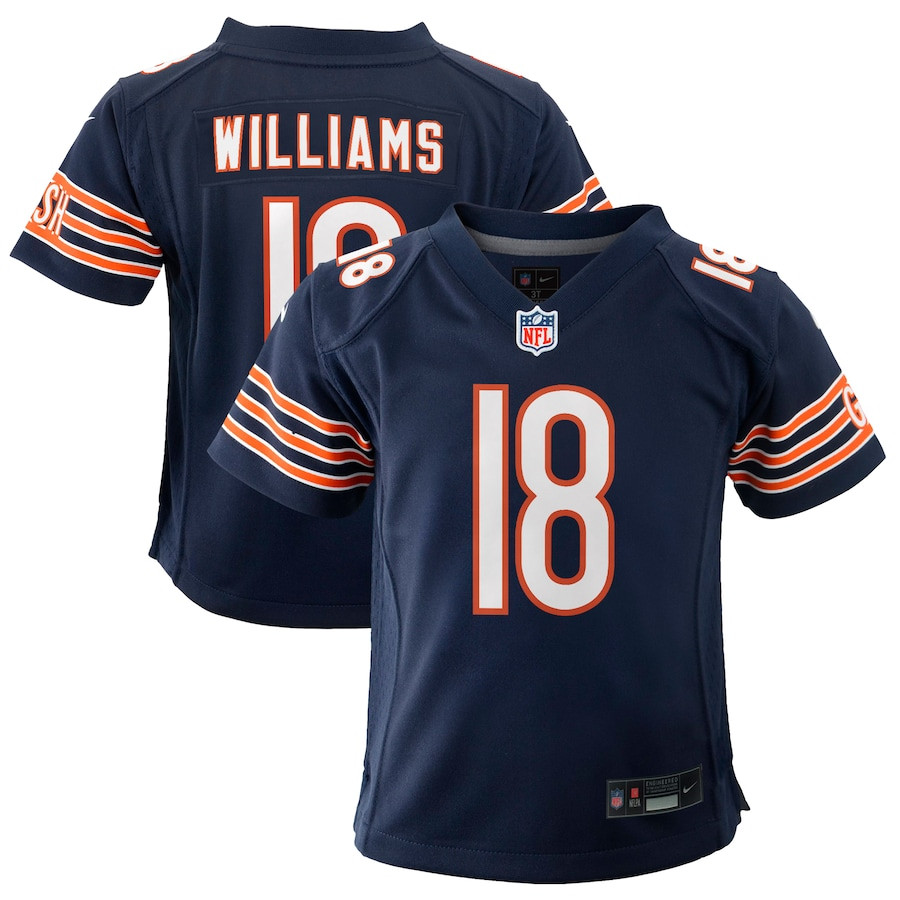 Caleb Williams 18 Chicago Bears 2024 Draft First Round Pick Player Game Navy NFL Jersey Youth