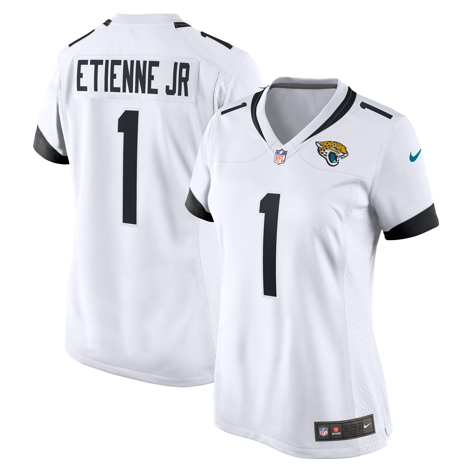 Jacksonville Jaguars Travis Jr. Etienne White Game Player NFL Jersey Women's