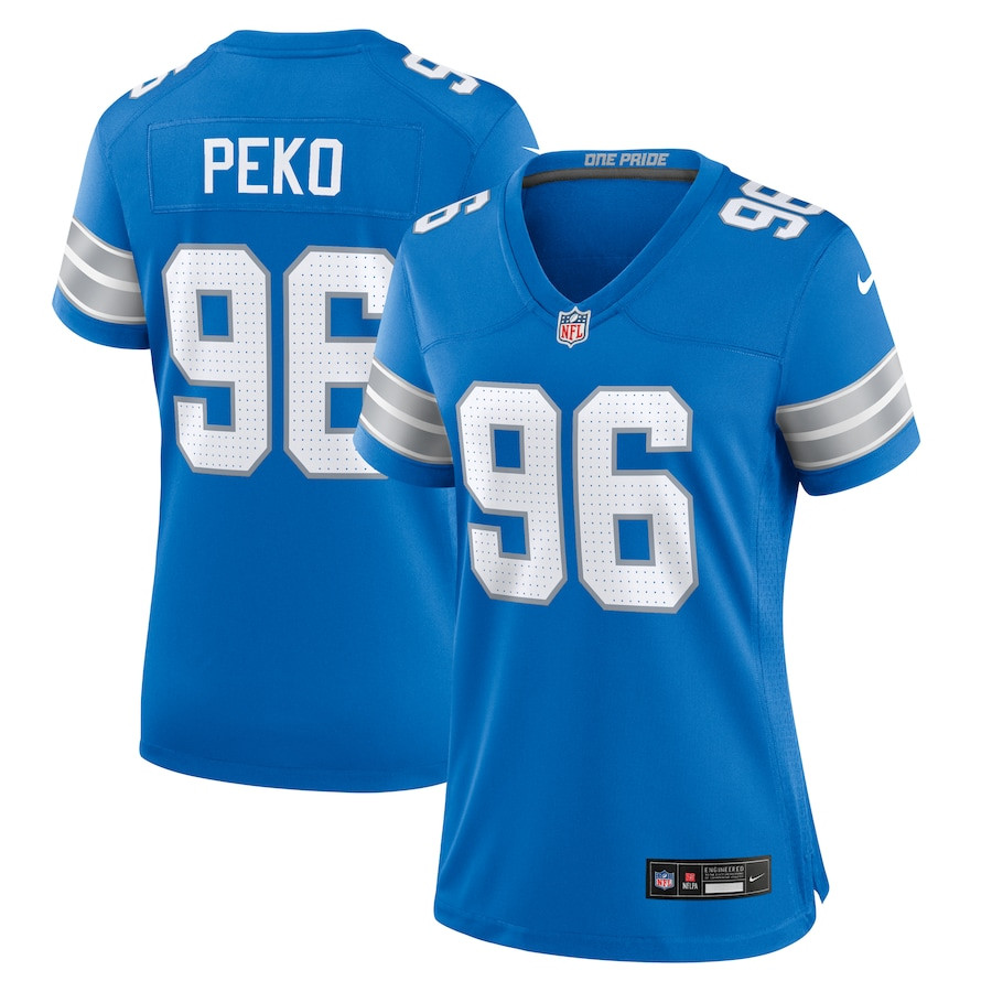 Kyle Peko 96 Detroit Lions Game Blue NFL Jersey Women's