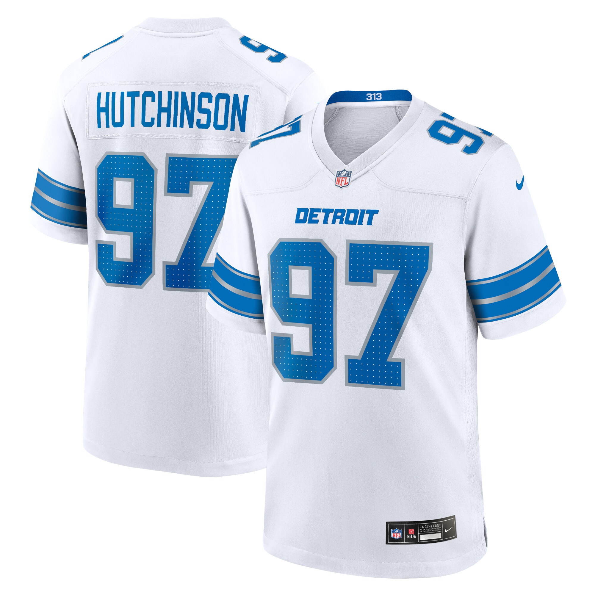 Detroit Lions Aidan Hutchinson White Game NFL Jersey Men's