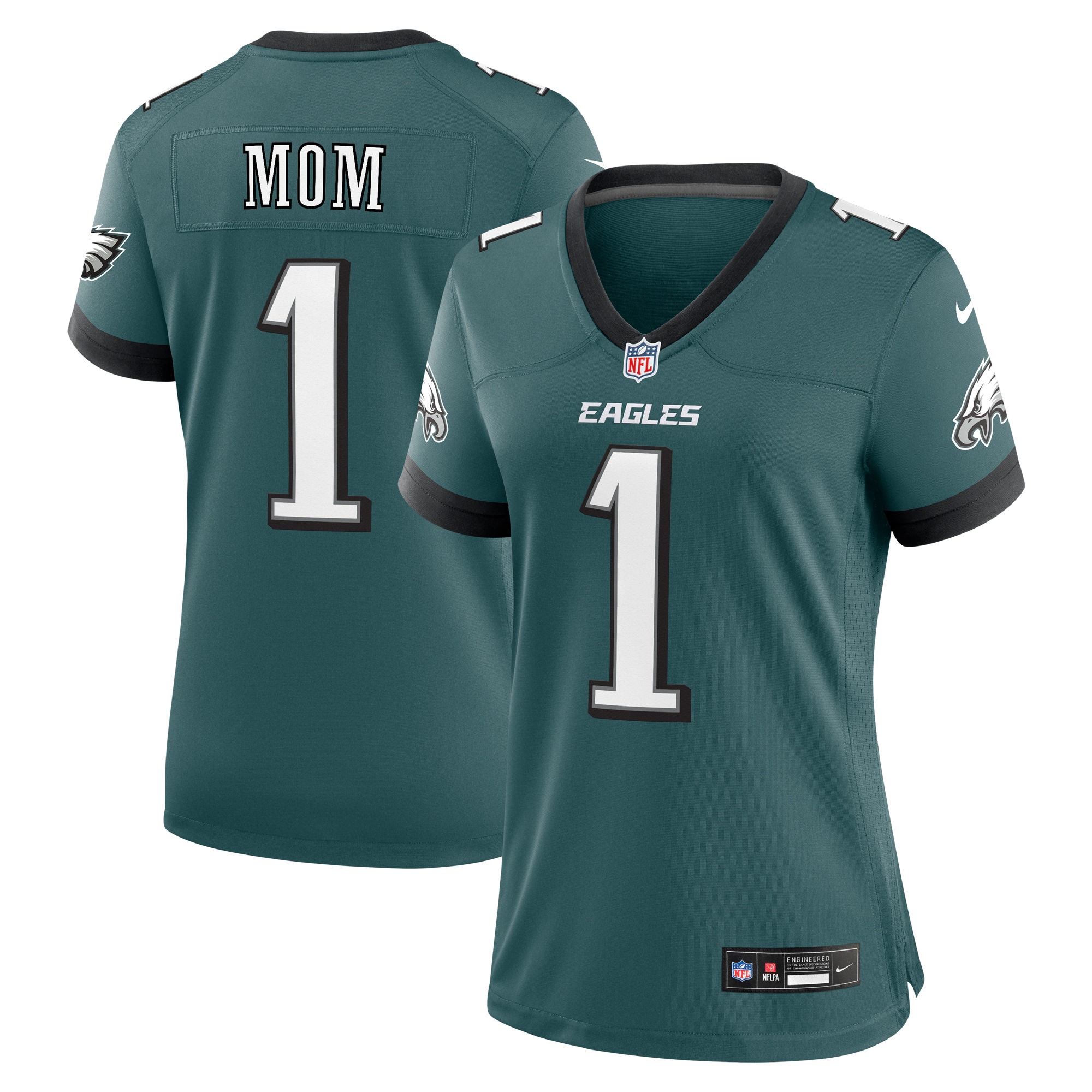 Philadelphia Eagles Midnight Green #1 Mom Game NFL Jersey Women's