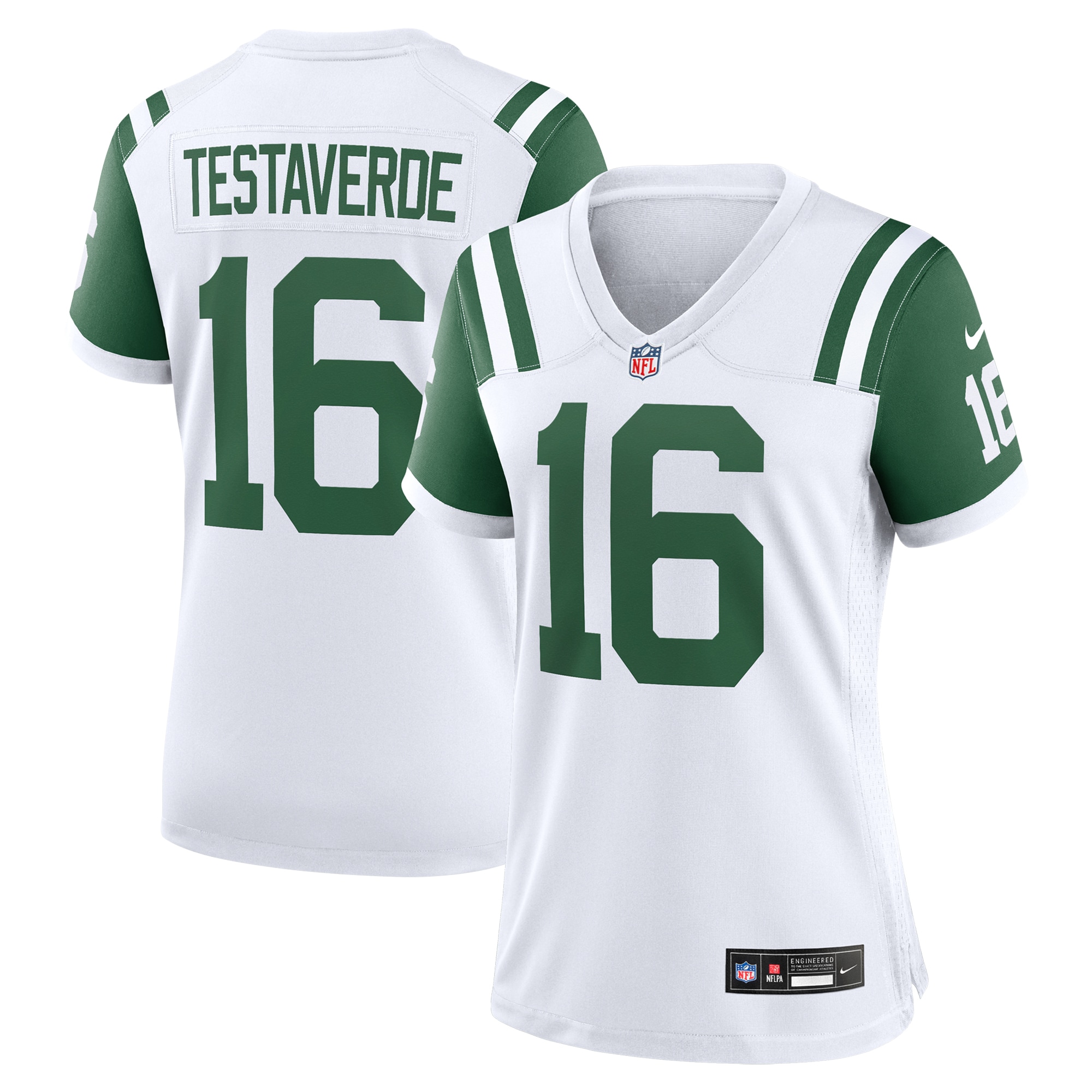 New York Jets Vinny Testaverde White Classic Alternate Retired Player Game NFL Jersey Women's