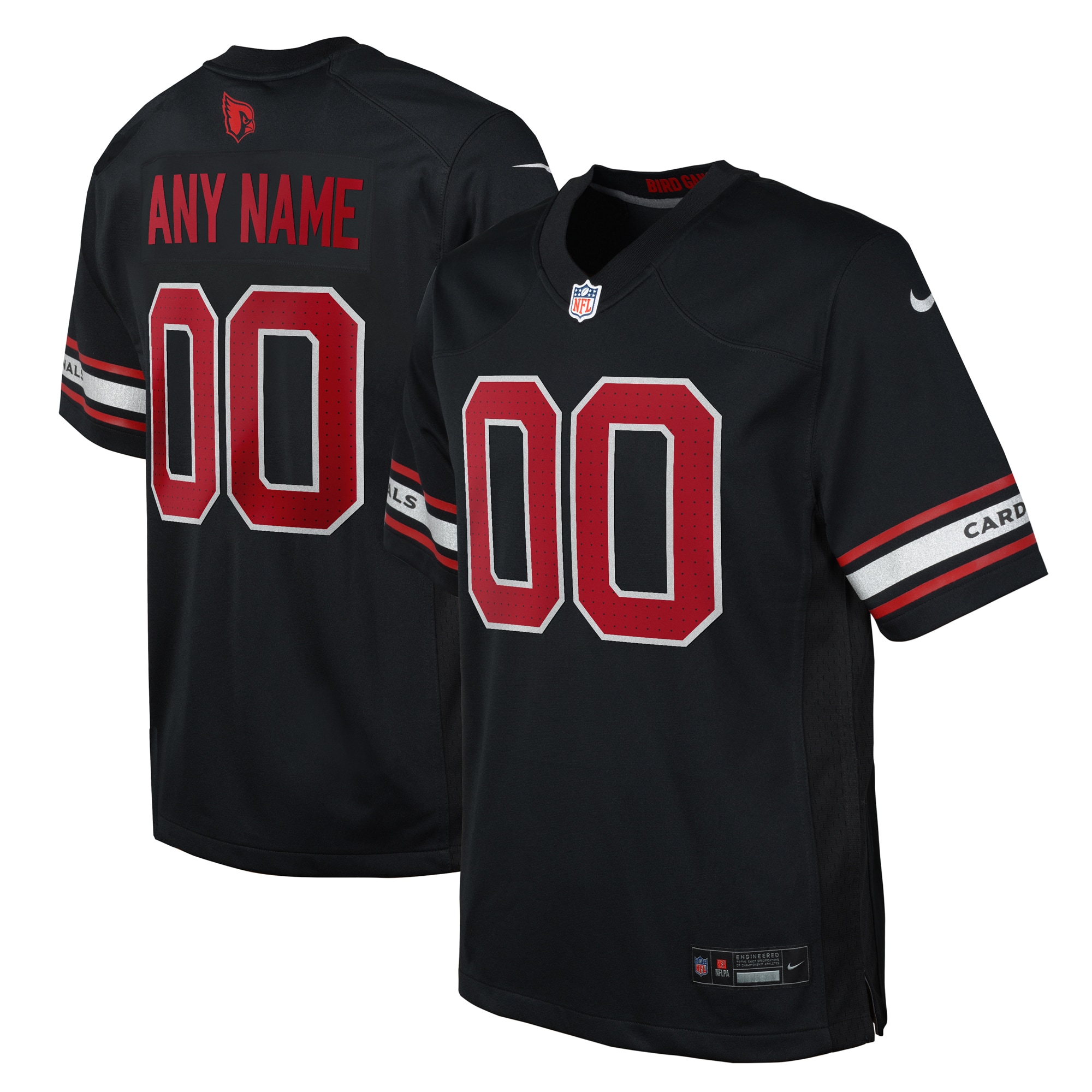 Arizona Cardinals Black Alternate Custom Game NFL Jersey Youth
