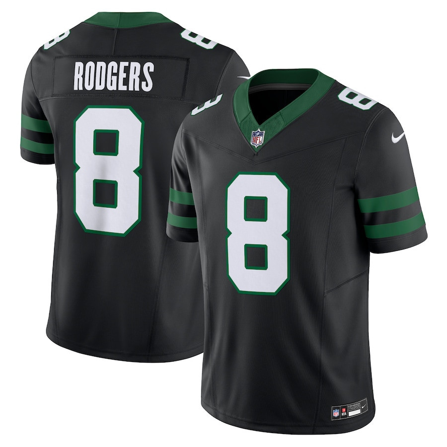 Aaron Rodgers 8 New York Jets Alternate Vapor F.U.S.E. Limited Legacy Black NFL Jersey Men's