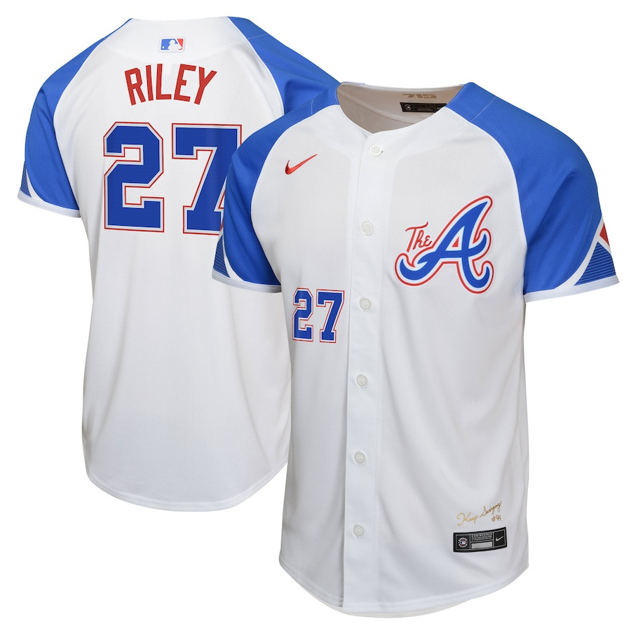 Austin Riley 27 Atlanta Braves City Connect Limited White MLB Jersey Youth