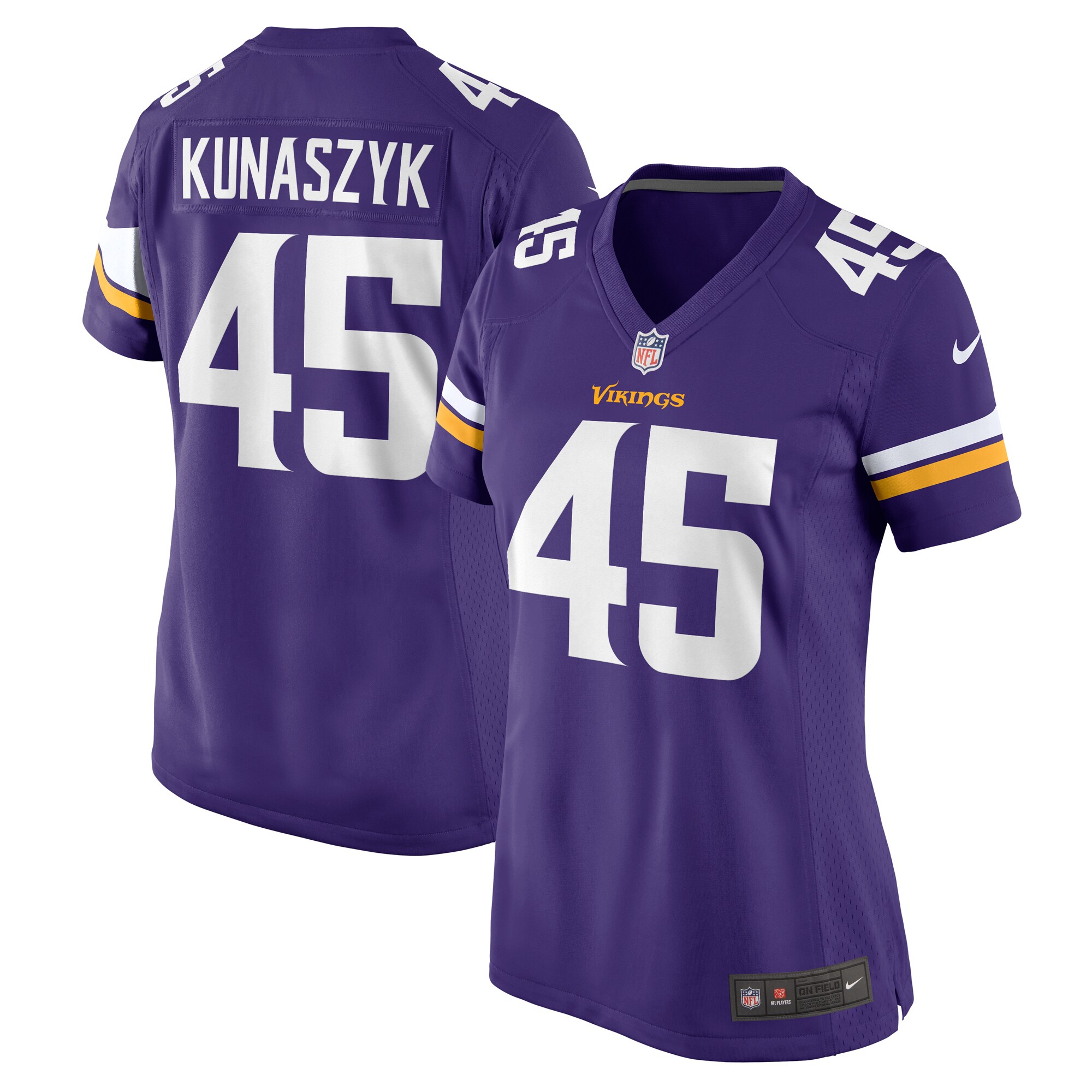 Minnesota Vikings Kunaszyk Purple Game NFL Jersey Women's