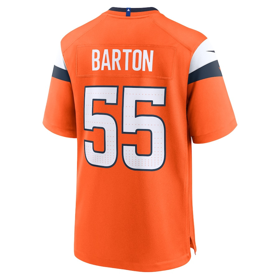 Cody Barton 55 Denver Broncos Game Orange NFL Jersey Men's