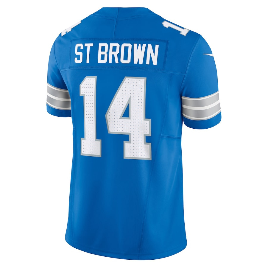 Amon-Ra St. Brown 14 Detroit Lions Vapor F.U.S.E. Limited Blue NFL Jersey Men's
