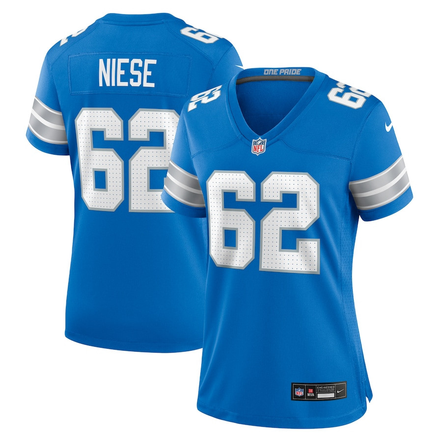 Michael Niese 62 Detroit Lions Team Game Blue NFL Jersey Women's