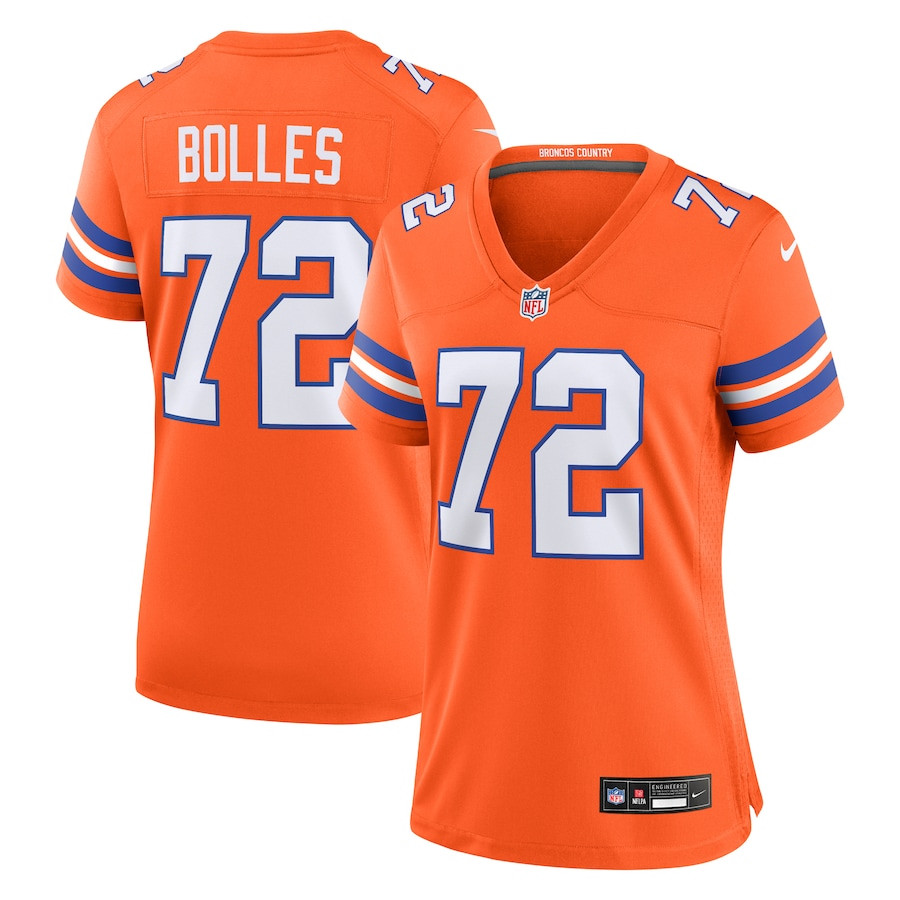 Garrett Bolles 72 Denver Broncos Mile High Collection 1977 Throwback Player Game Orange NFL Jersey Women's