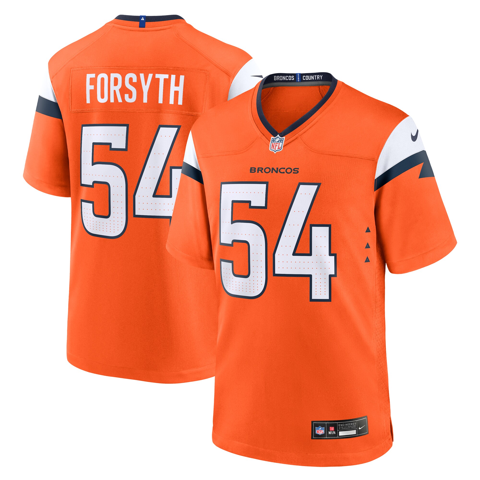 Denver Broncos Alex Forsyth Orange Team Game NFL Jersey Men's