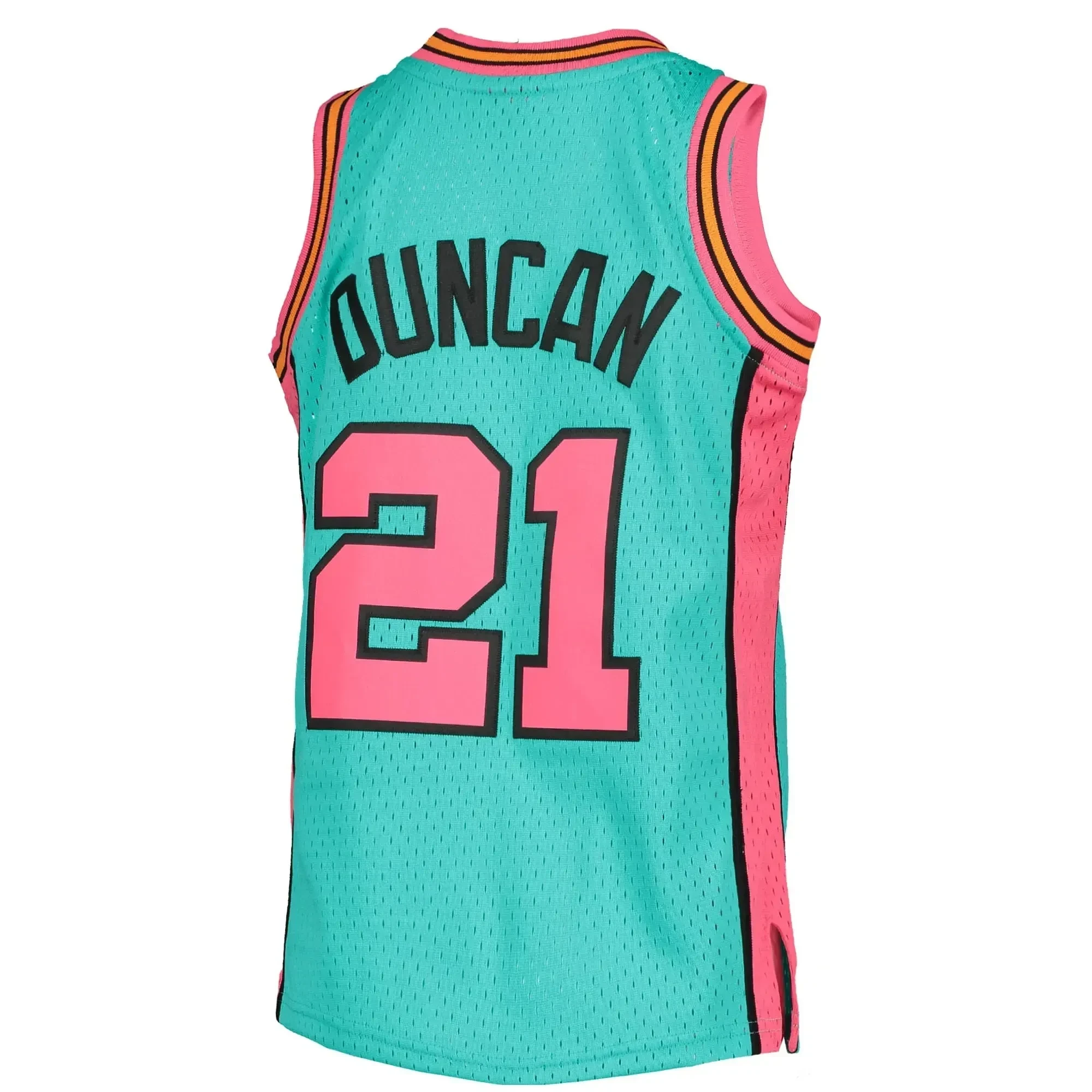 Tim Duncan San Antonio Spurs Mitchell&Nes 1998-99 Hardwood Classics Reload ??Teal NBA Jersey Youth