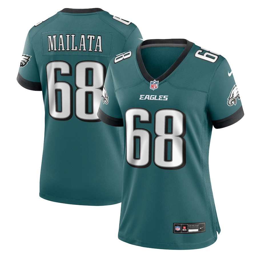Jordan Mailata 68 Philadelphia Eagles Team Game Midnight Green NFL Jersey Women's