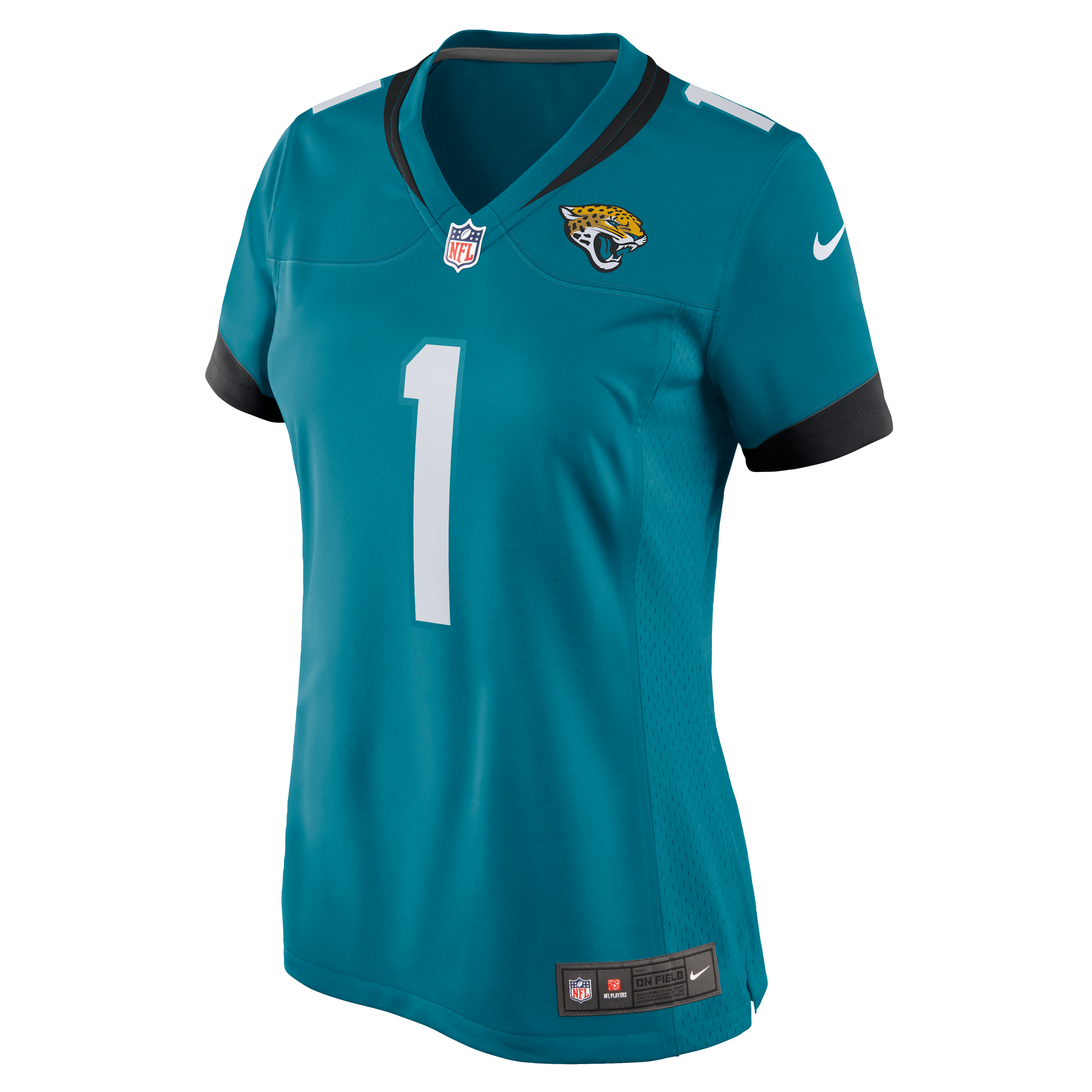 Jacksonville Jaguars Number 1 Bride Teal Game NFL Jersey Women's