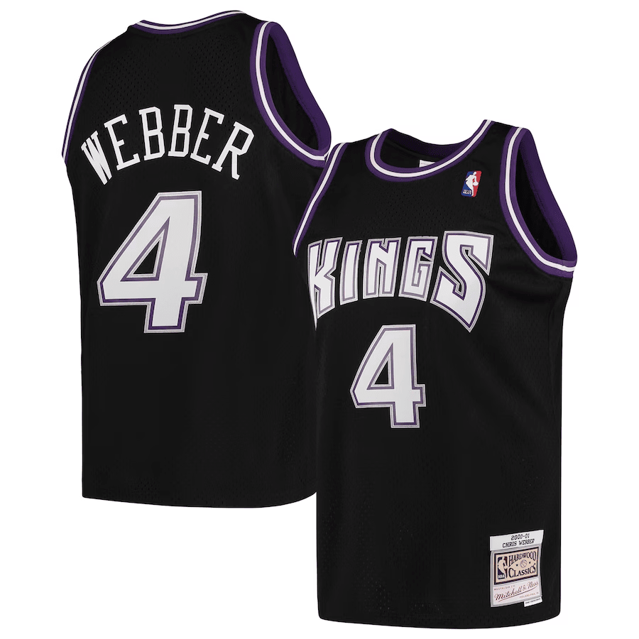 Chris Webber 4 Sacramento Kings Hardwood Classics 2000-01 Swingman Black NBA Jersey Men's