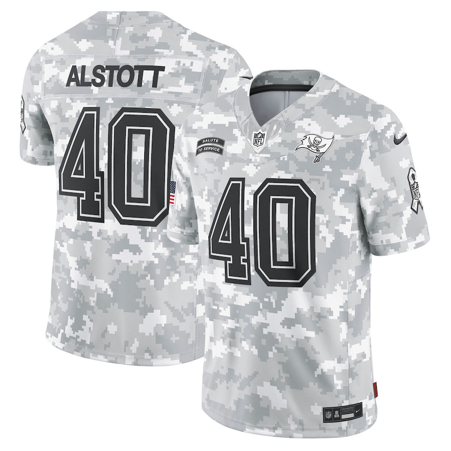Mike Alstott 40 Tampa Bay Buccaneers 2024 Salute to Service Retired Player Limited Arctic Camo NFL Jersey Men's