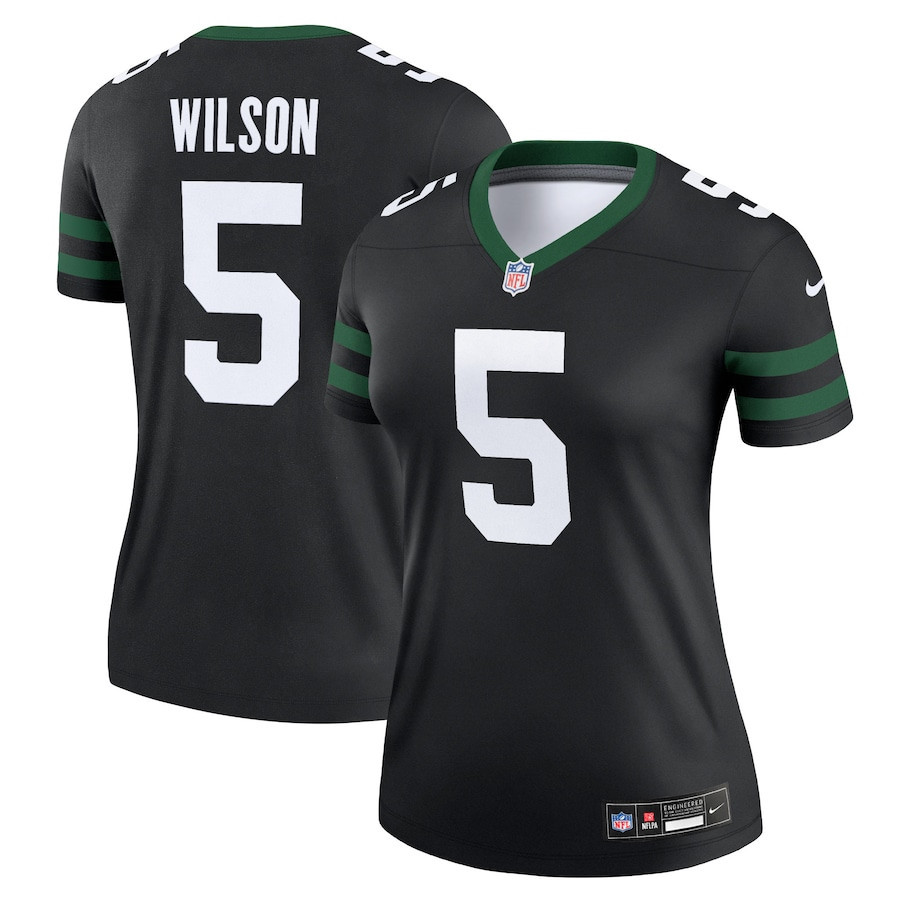 Garrett Wilson 5 New York Jets Alternate Legend, Legacy Black NFL Jersey Women's