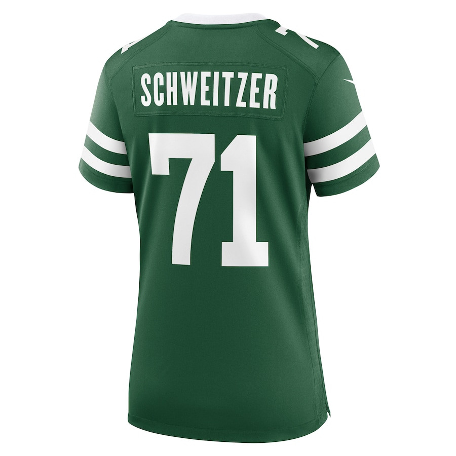 Wes Schweitzer 71 New York Jets Team Game Legacy Green NFL Jersey Women's