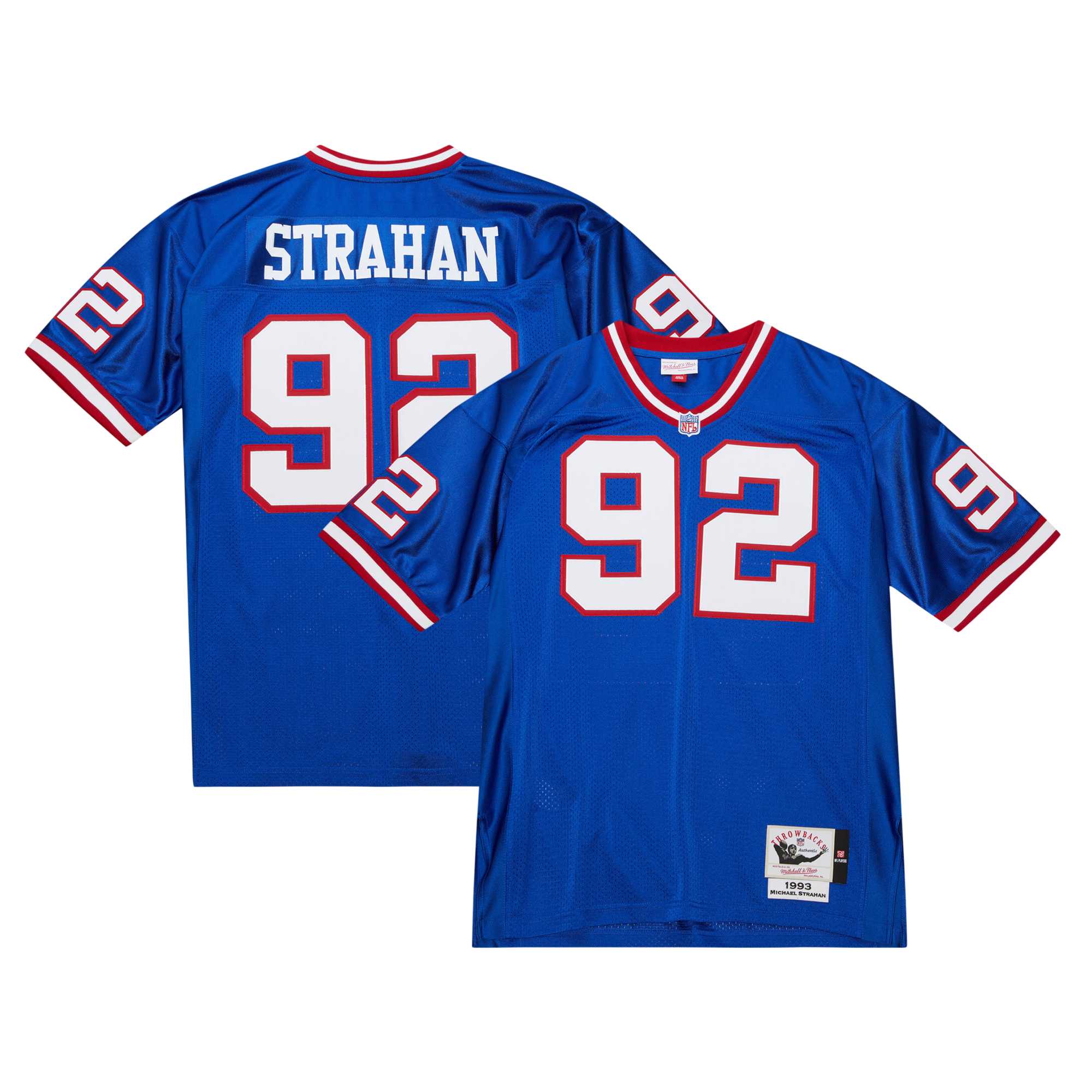New York Giants 1993 Michael Strahan Mitchell Ness Royal Throwback Retired Player NFL Jersey Men's