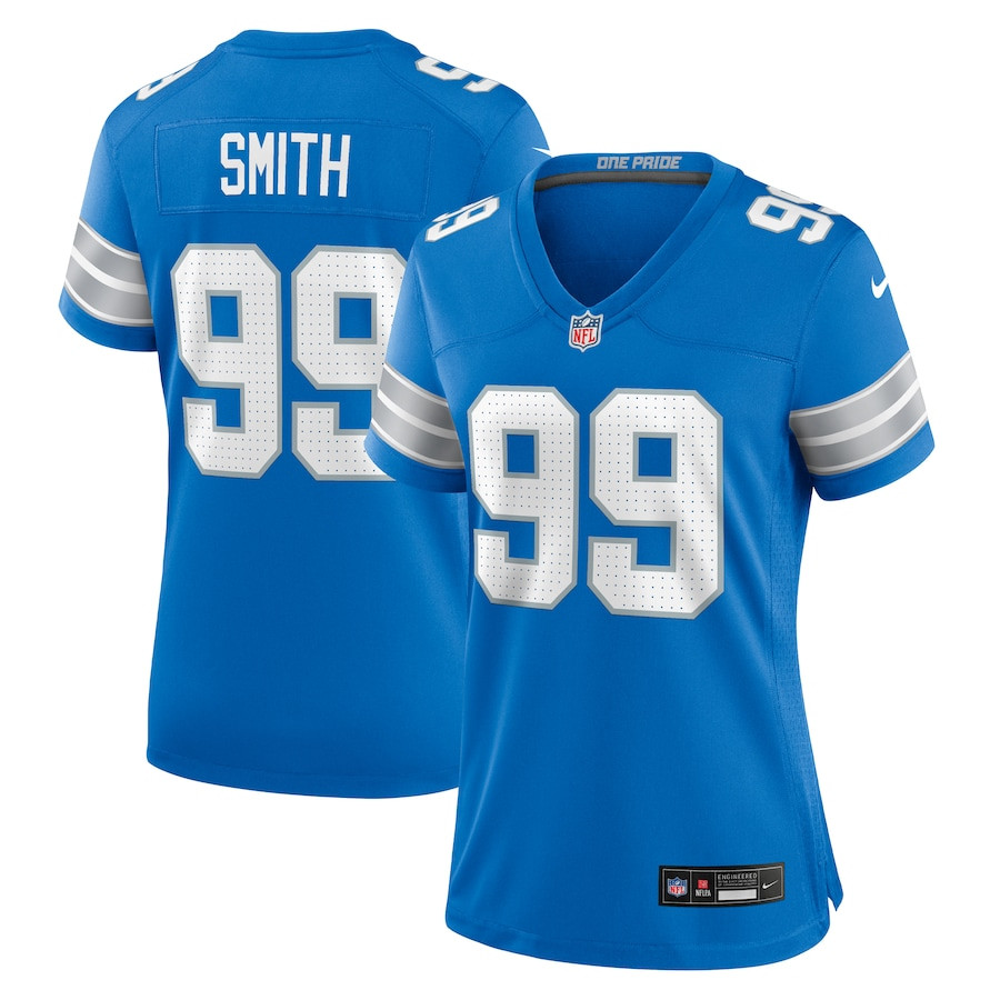 Za'Darius Smith 99 Detroit Lions Team Game Blue NFL Jersey Women's