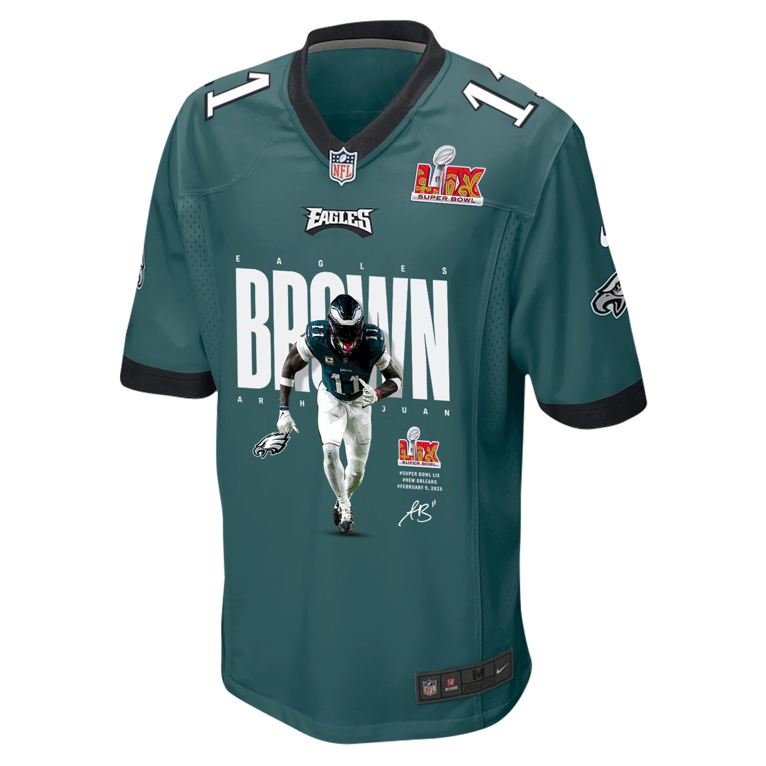 A.J. Brown 11 Philadelphia Eagles Brown's Yard Warriors' Game Midnight Green NFL Jersey Men's