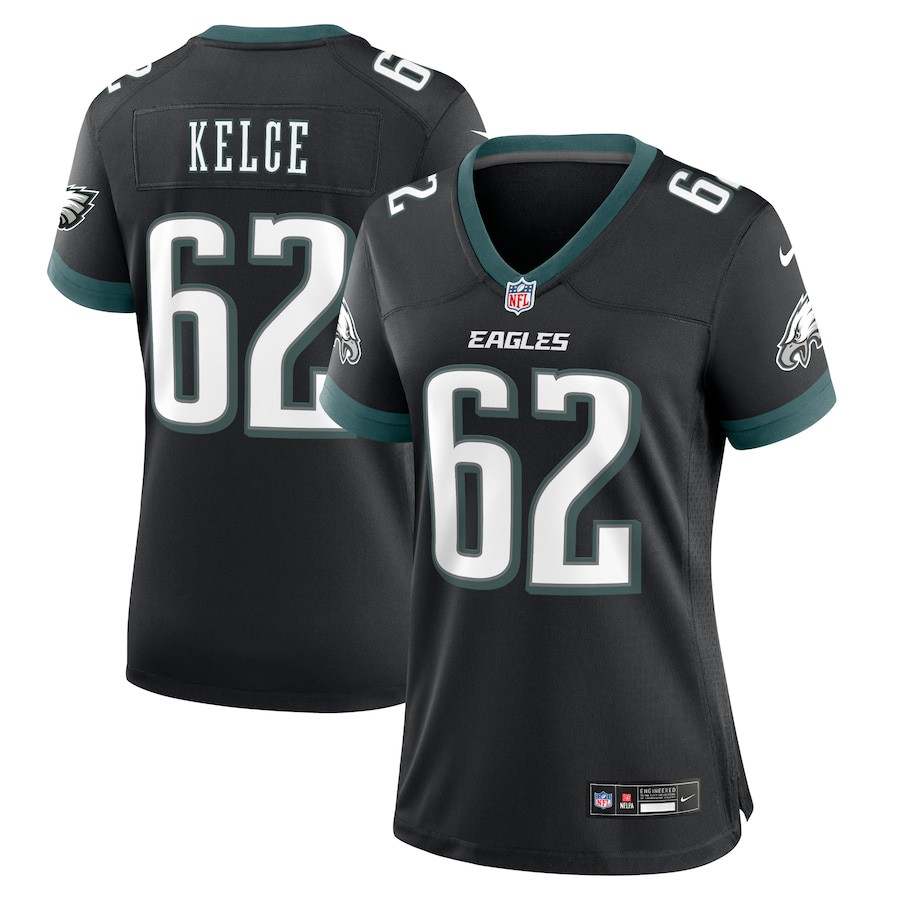 Jason Kelce 62 Philadelphia Eagles Alternate Game Black NFL Jersey Women's