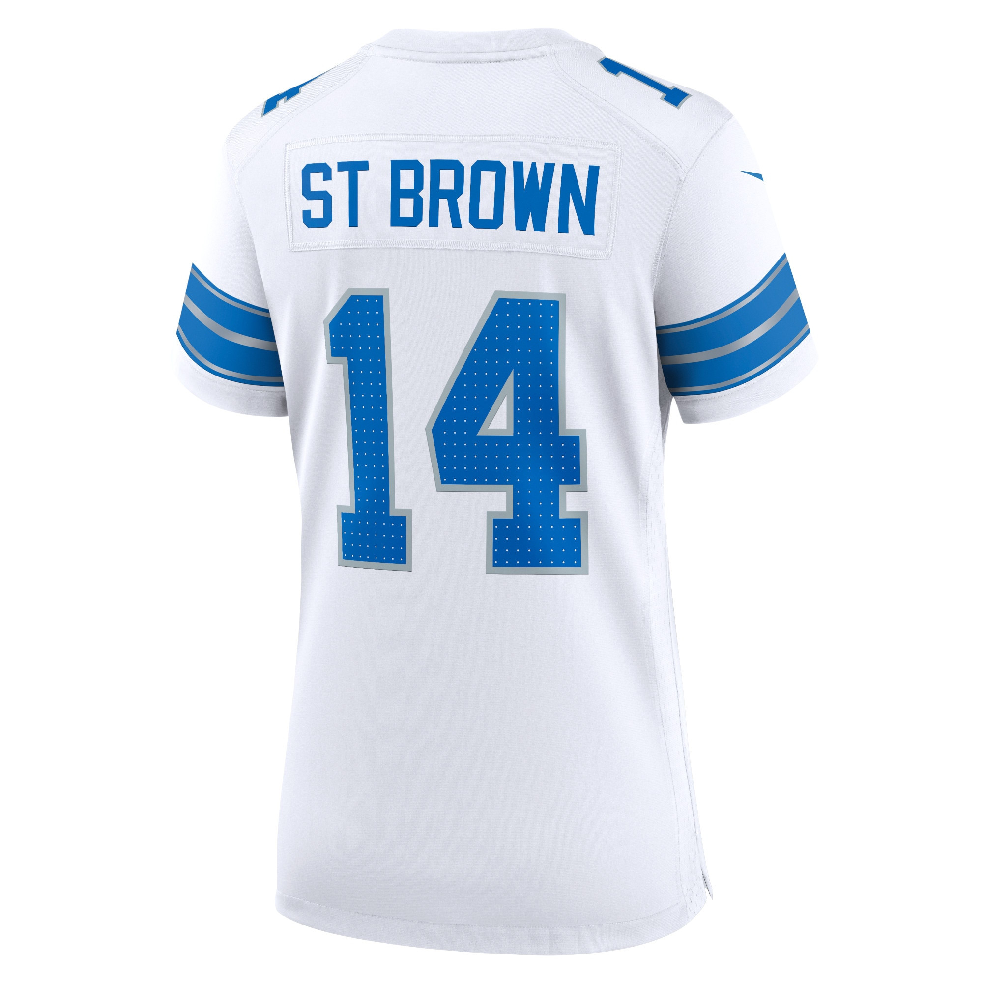 Amon-Ra St. Brown 14 Detroit Lions White Game White NFL Jersey Women's