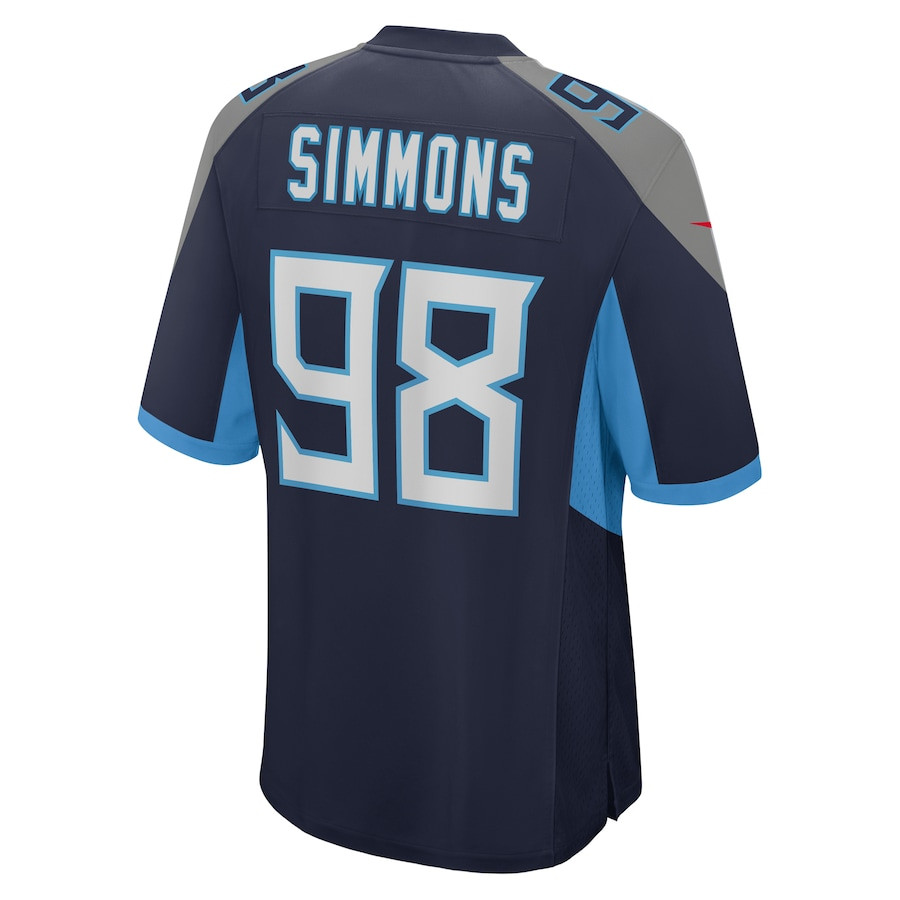 Jeffery Simmons 98 Tennessee Titans Game Navy NFL Jersey Men's