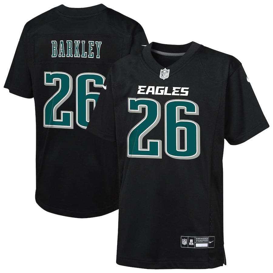 Saquon Barkley 26 Philadelphia Eagles Fashion Game Carbon Black NFL Jersey Youth