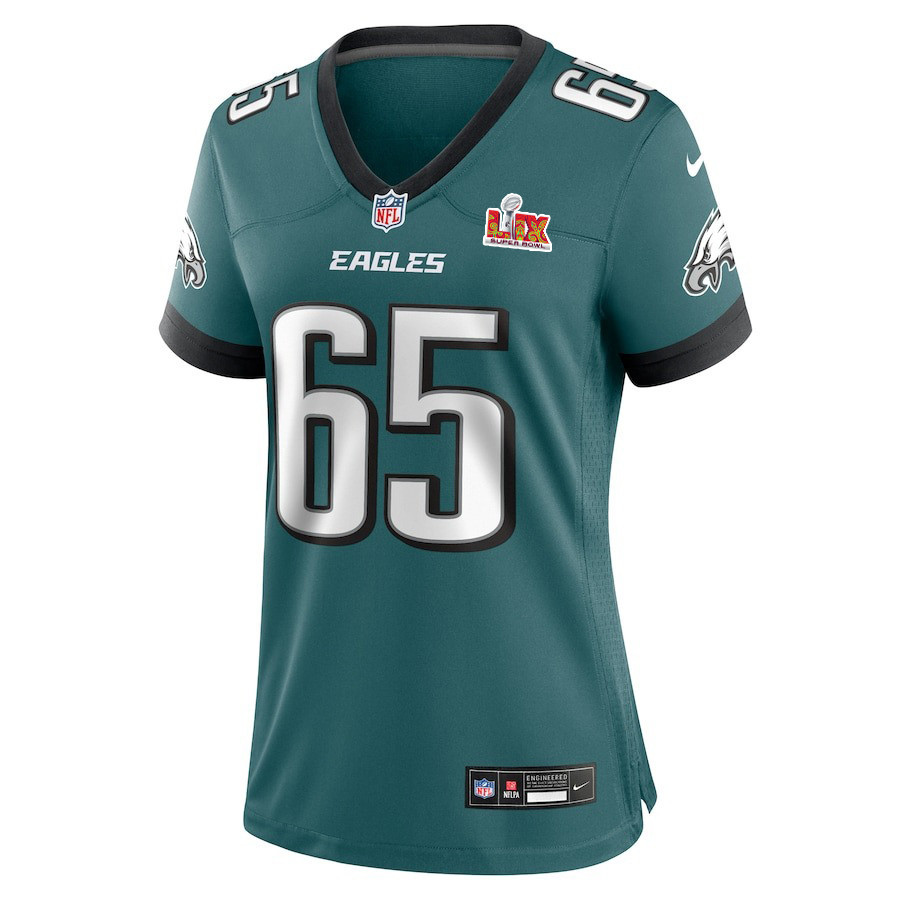 Lane Johnson #65 Philadelphia Eagles Super Bowl LIX Midnight Green NFL Jersey Women's
