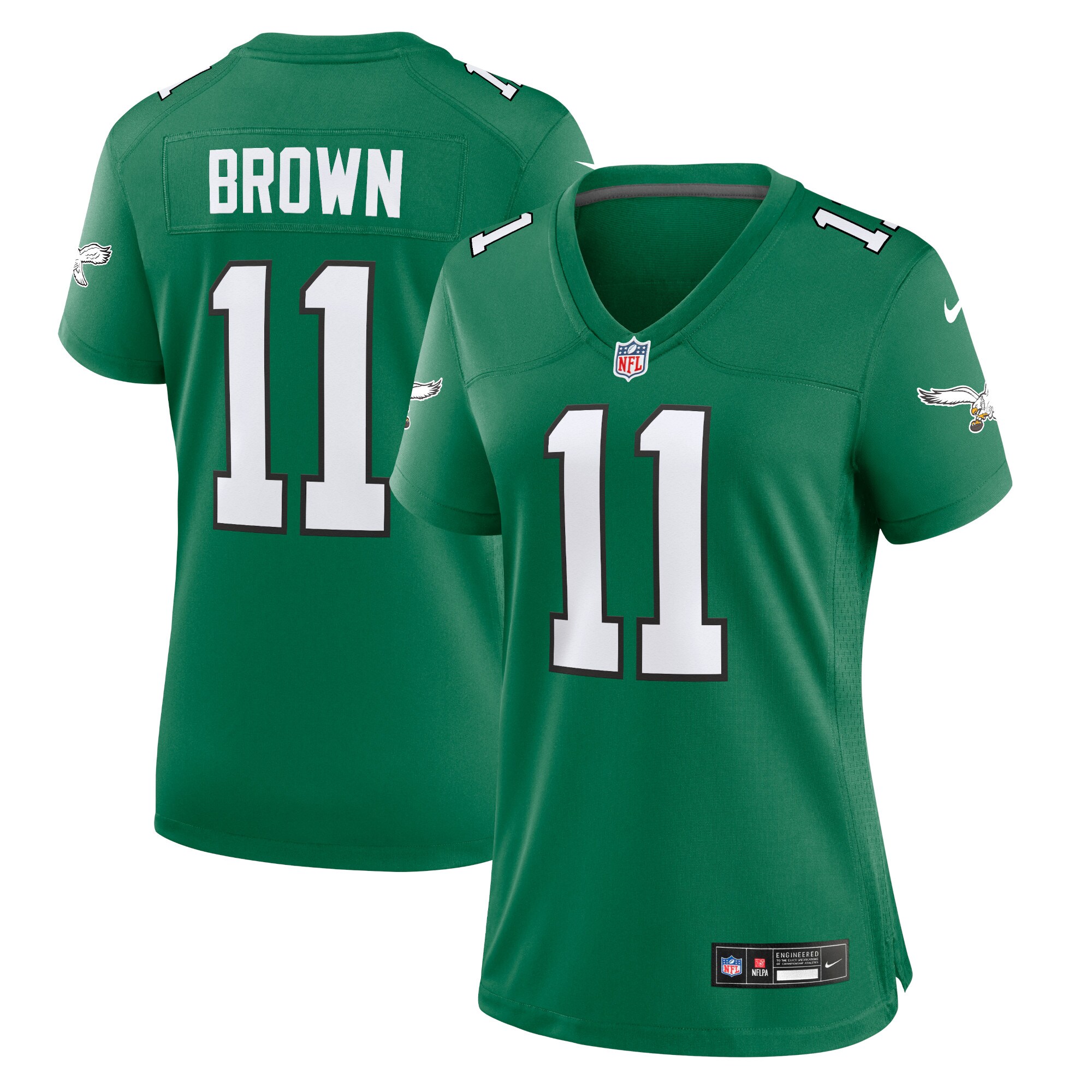 Philadelphia Eagles A.J. Brown Kelly Green Player NFL Jersey Women's