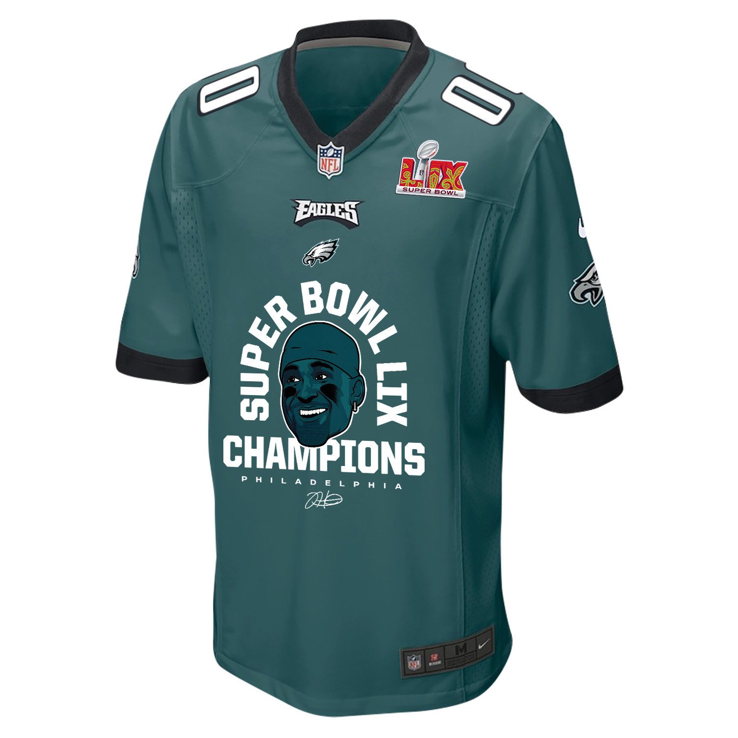 Jalen Hurts Philadelphia Eagles Super Bowl LIX Champions Game Midnight Green NFL Jersey Men's