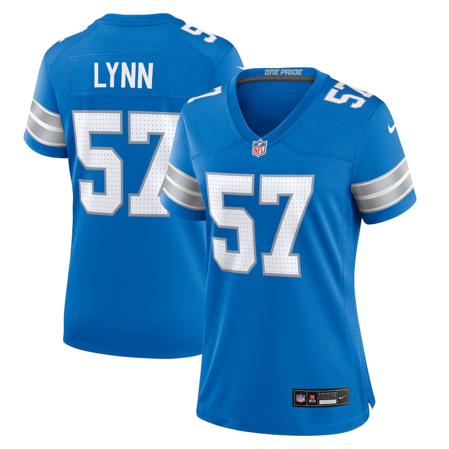 Nate Lynn 57 Detroit Lions Game Blue NFL Jersey Women's