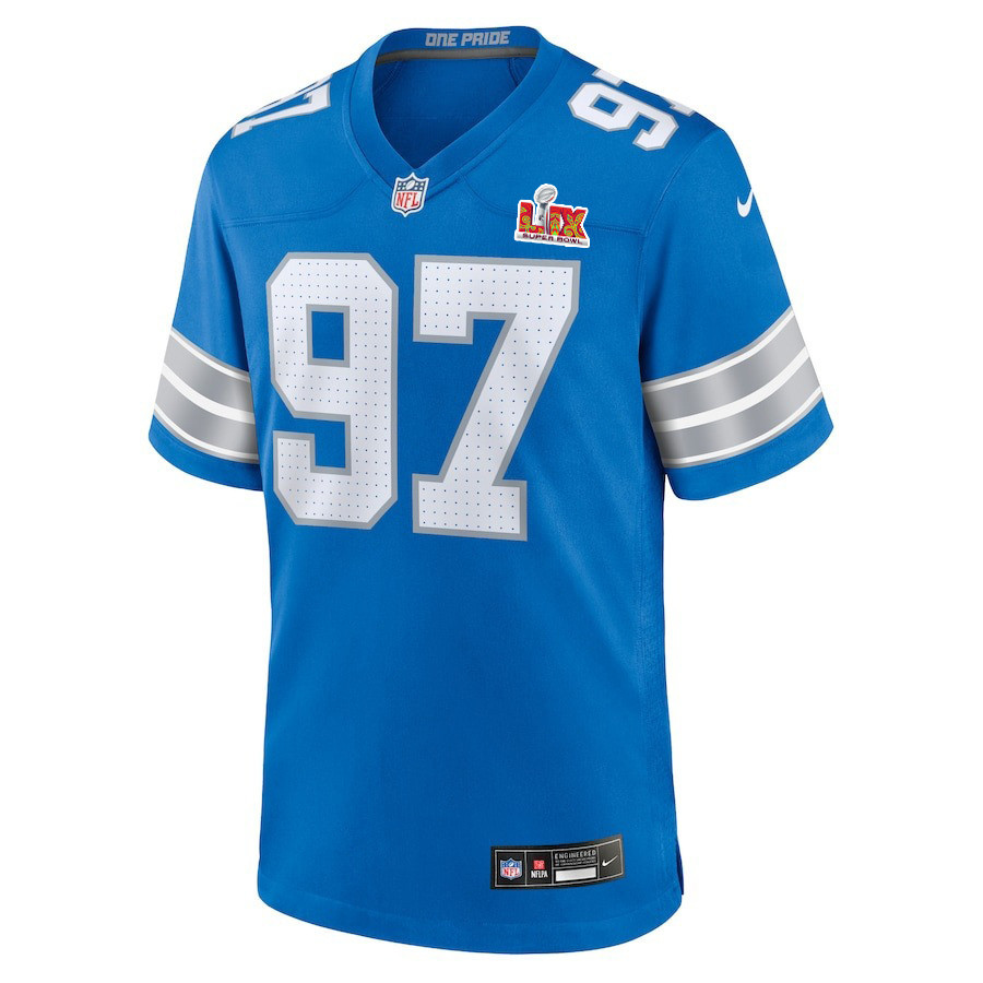 Aidan Hutchinson #97 Detroit Lions Super Bowl LIX Blue NFL Jersey Men's