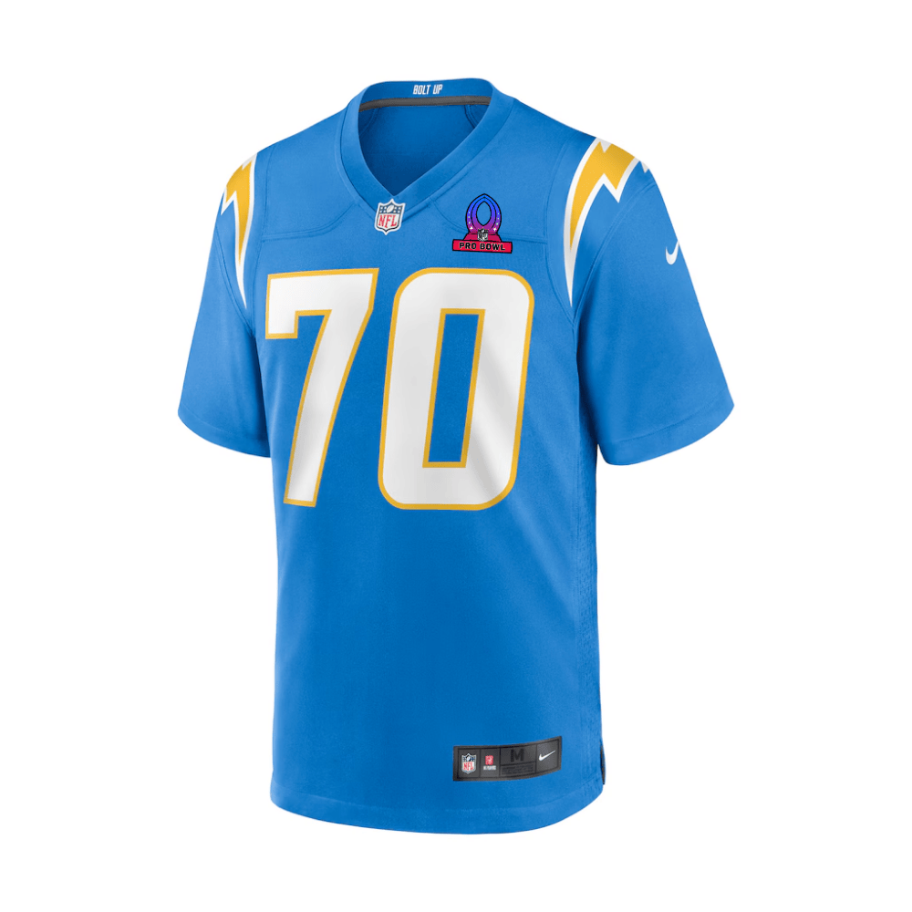 Rashawn Slater 70 Los Angeles Chargers 2025 Pro Bowl Patch Game Powder Blue NFL Jersey Men's