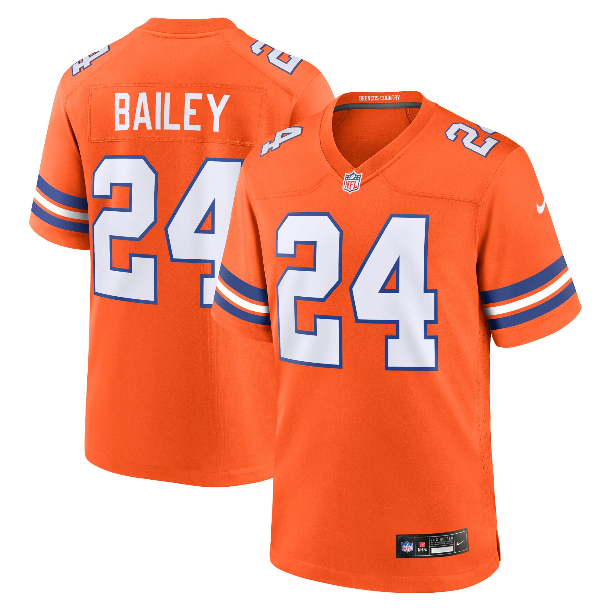 Denver Broncos Champ Bailey Orange Mile High Collection 1977 Throwback Retired Player Game NFL Jersey Men's