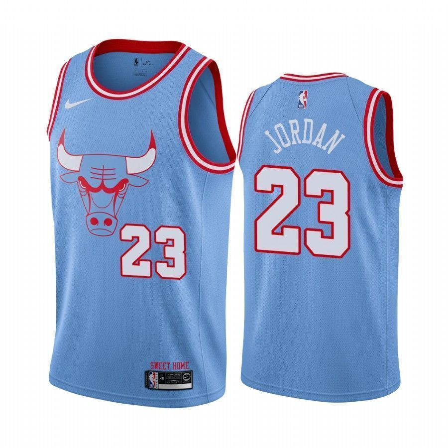 Chicago Bulls Michael Jordan Blue 23 Bule City NBA Jersey Men's