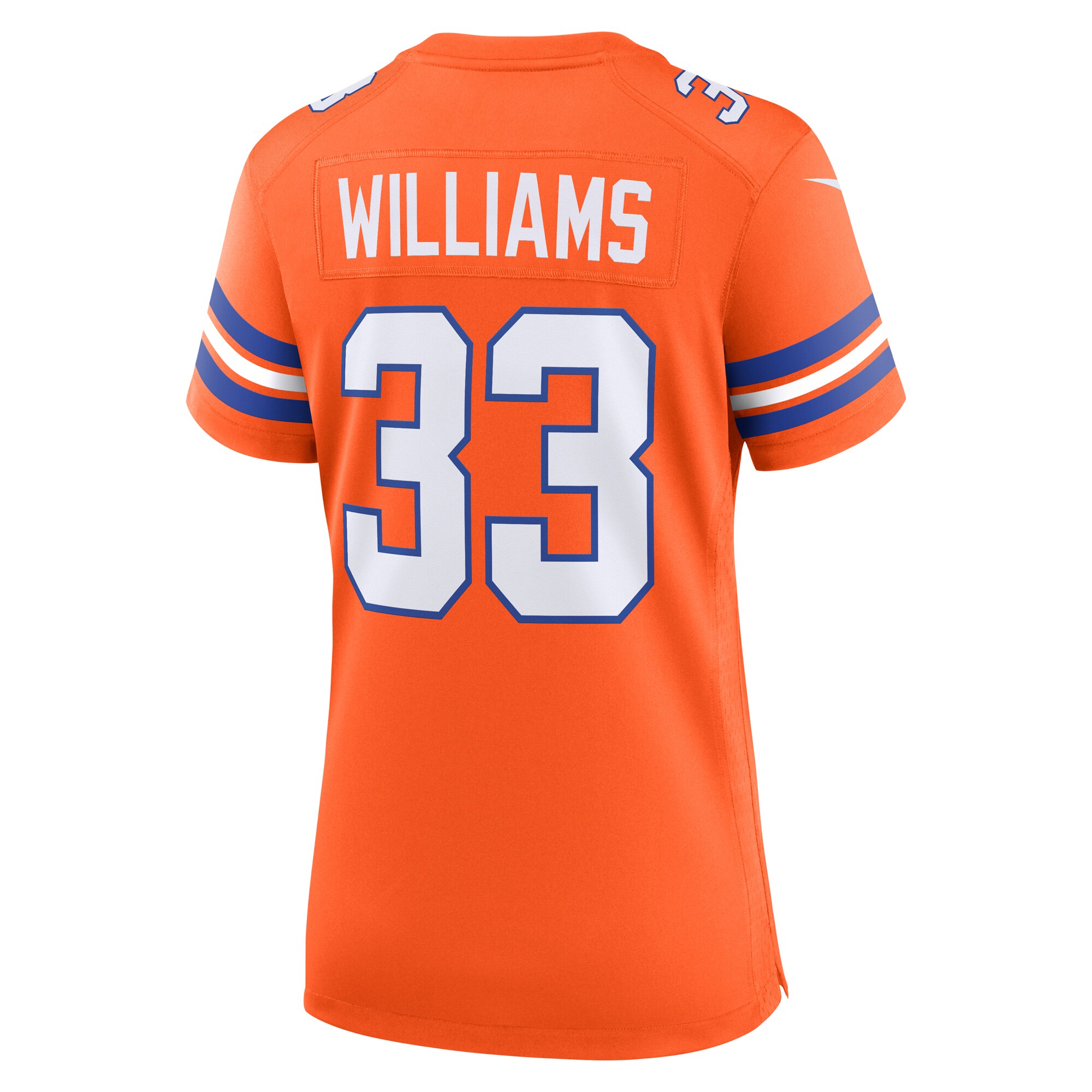 Denver Broncos Javonte Williams Orange Mile High Collection 1977 Throwback Player Game NFL Jersey Women's