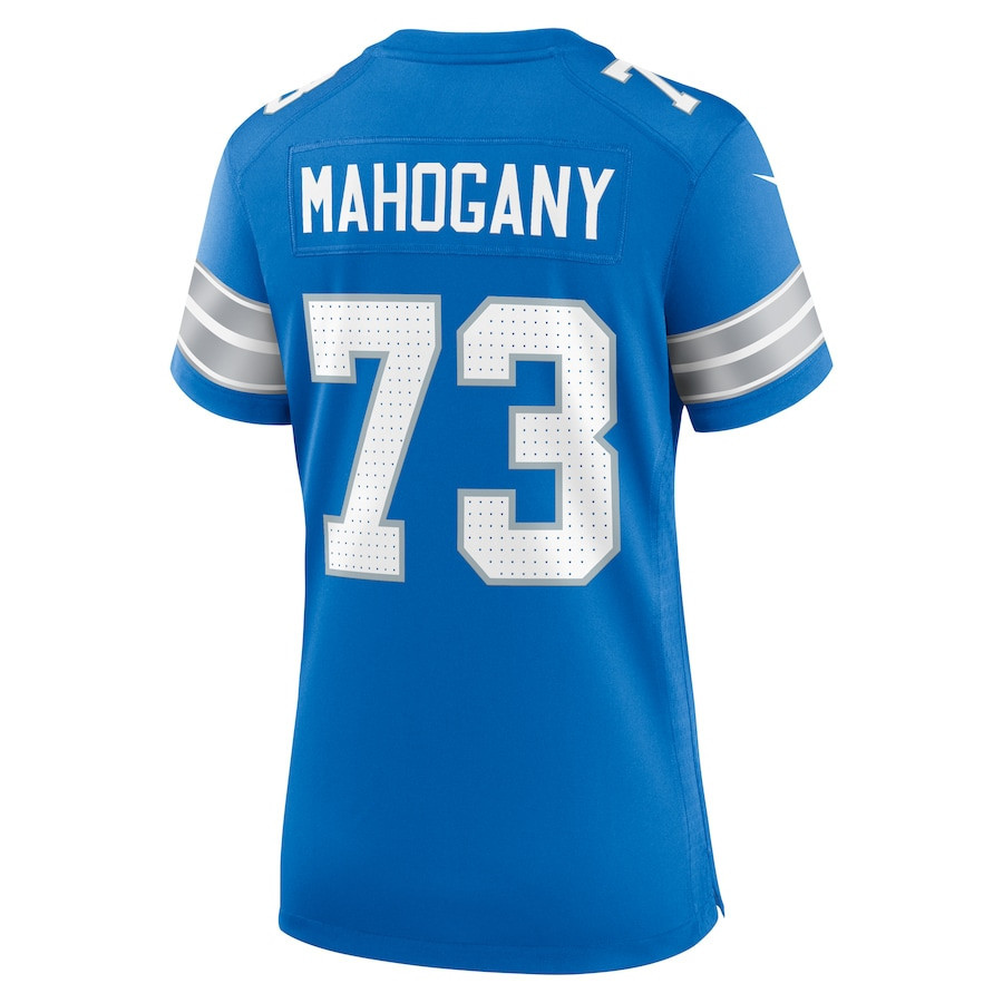 Christian Mahogany #73 Detroit Lions Super Bowl LIX Blue NFL Jersey Women's