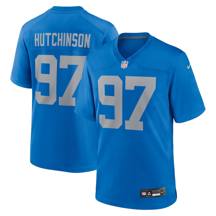 Aidan Hutchinson 97 Detroit Lions Alternate Game Blue NFL Jersey Men's