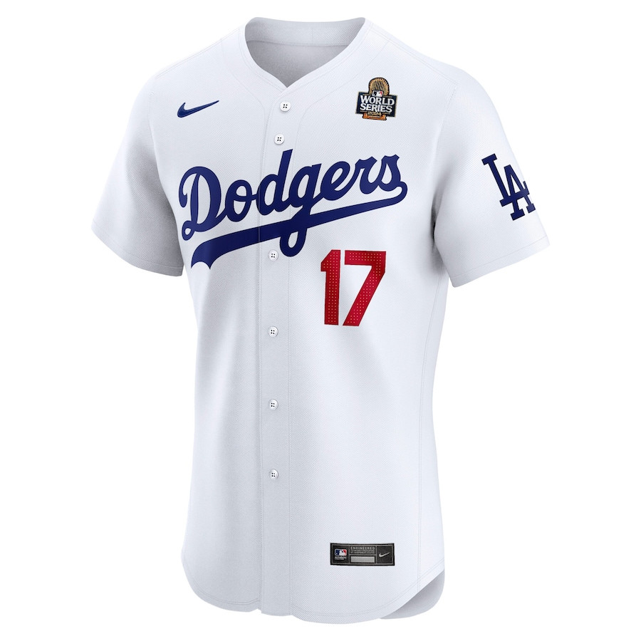 Shohei Ohtani 17 Los Angeles Dodgers 2024 World Series Home Elite Player White MLB Jersey Men's