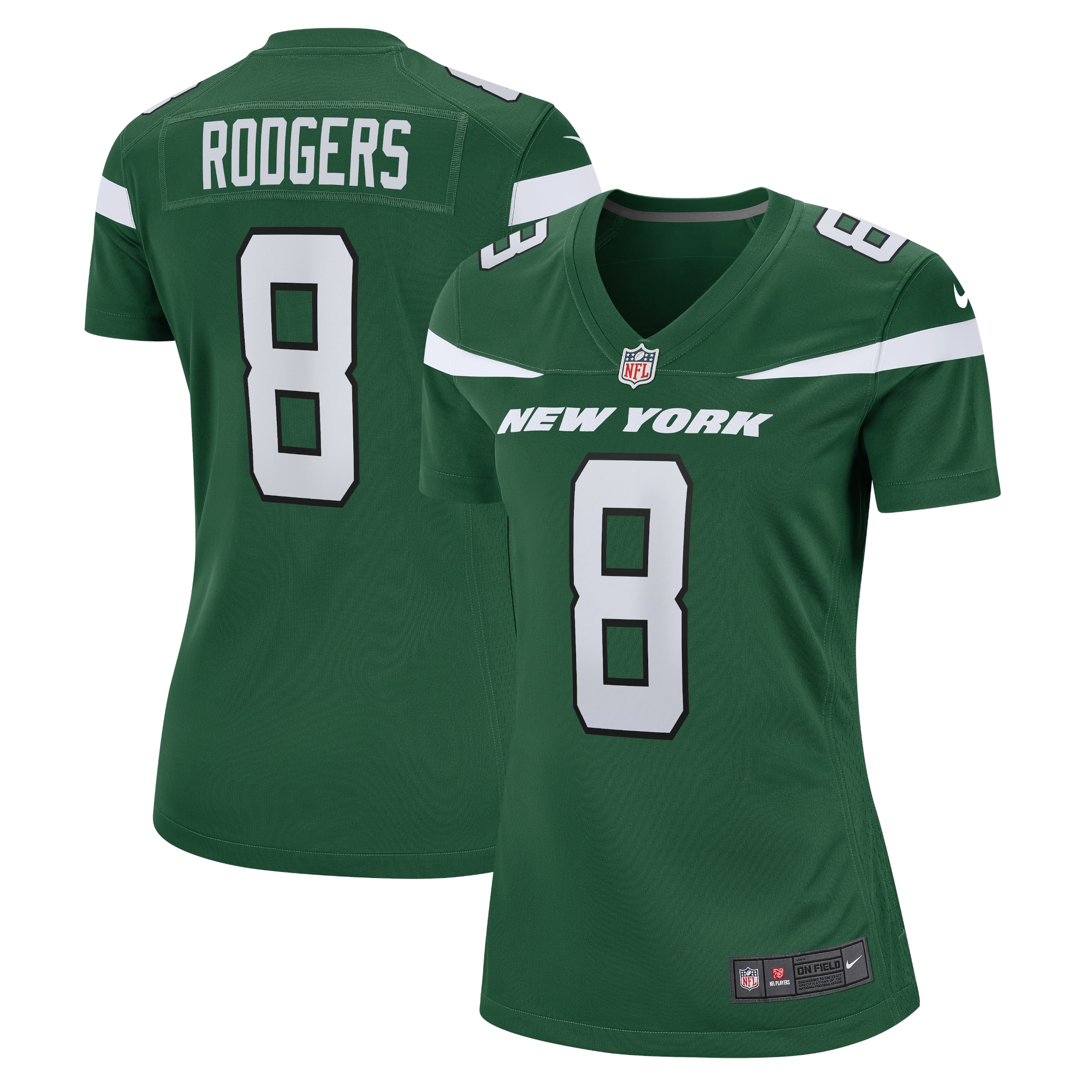 New York Jets Aaron Rodgers Green Player NFL Jersey Women's