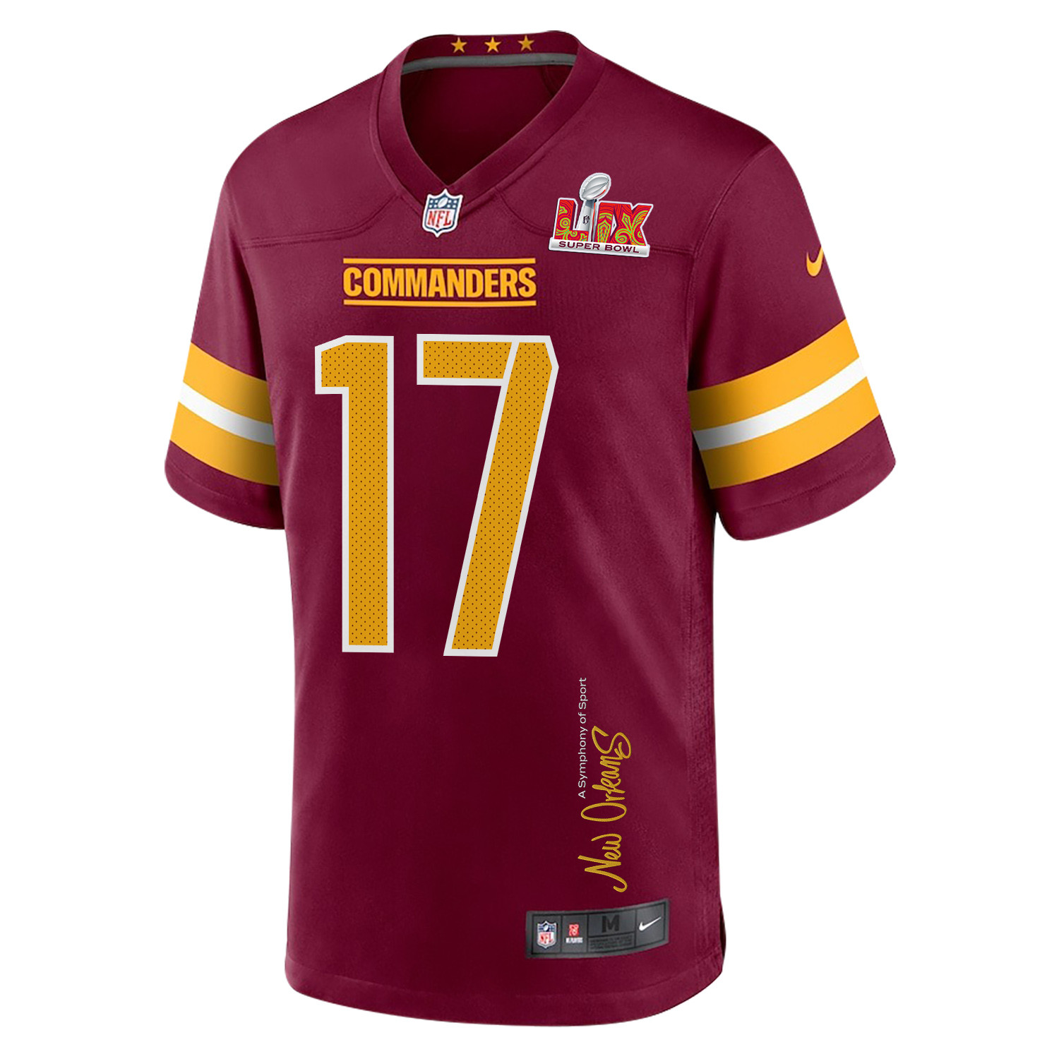 Terry McLaurin 17 Washington Commanders Super Bowl LIX New Orleans A Symphony of Sport' EMBROIDERED Game Burgundy NFL Jersey Men's