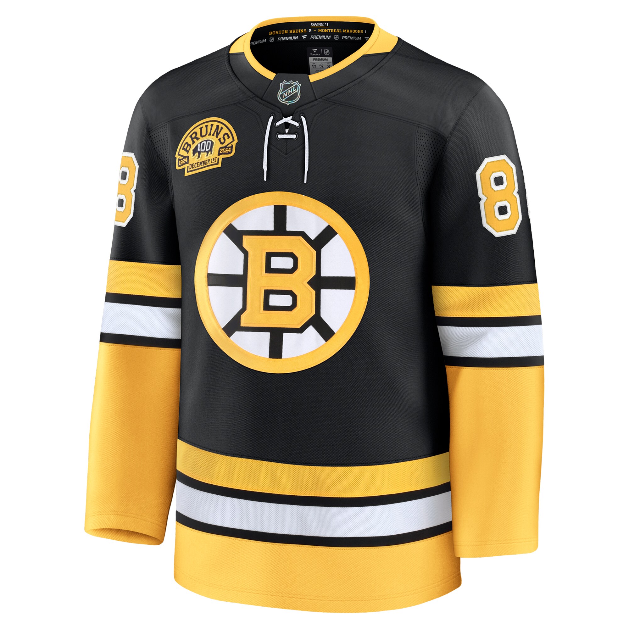 Boston Bruins David Pastrnak Black Alternate 100th Anniversary Premium NHL Jersey Men's