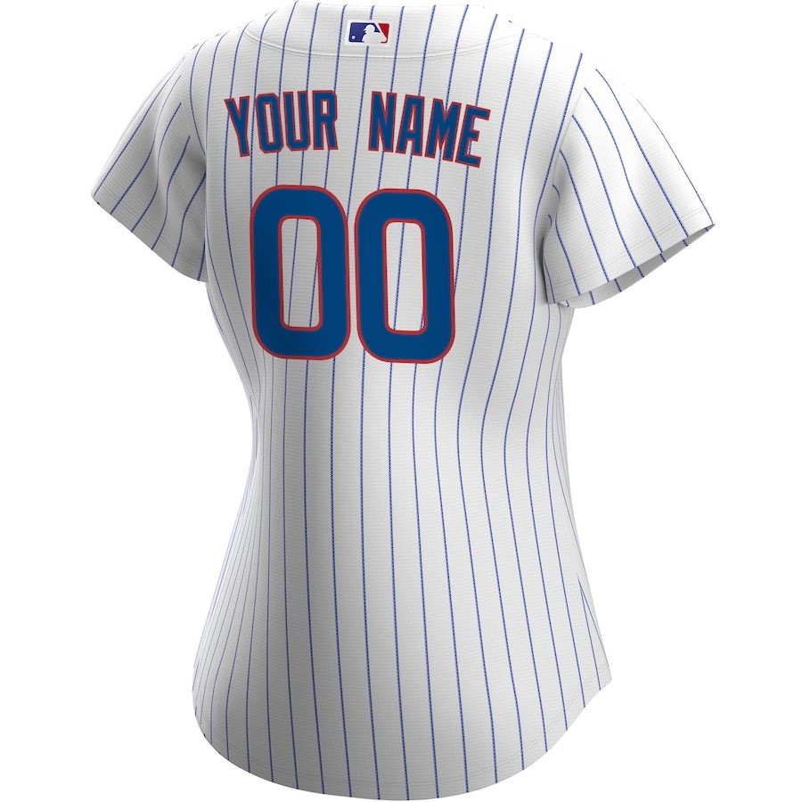 Chicago Cubs Home Custom White MLB Jersey Women's